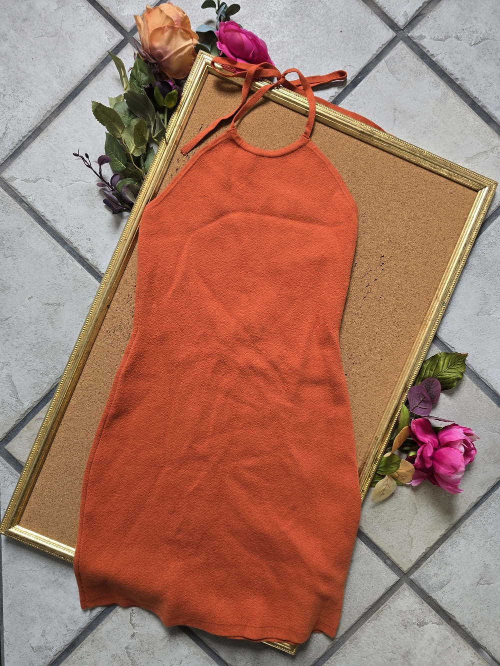 Abercrombie & Fitch Orange Halter Knit Dress